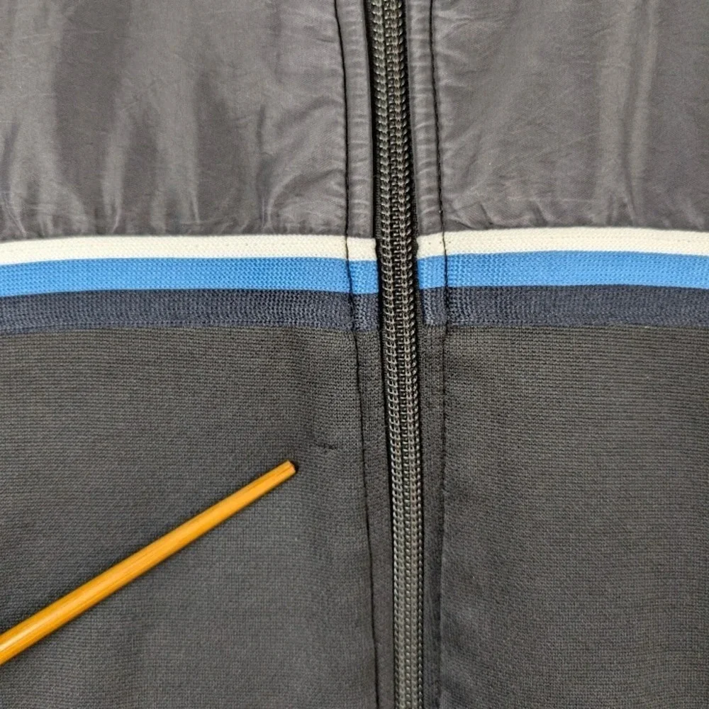 GAP Track Jacket Mens S Black Blue Stripe Vintage Fall‎ 2004 Full Zip Y2K Sporty
